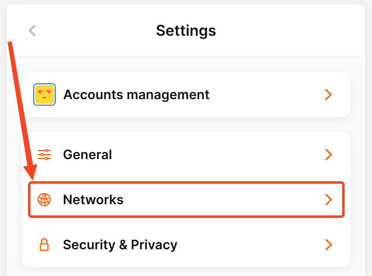 Settings page