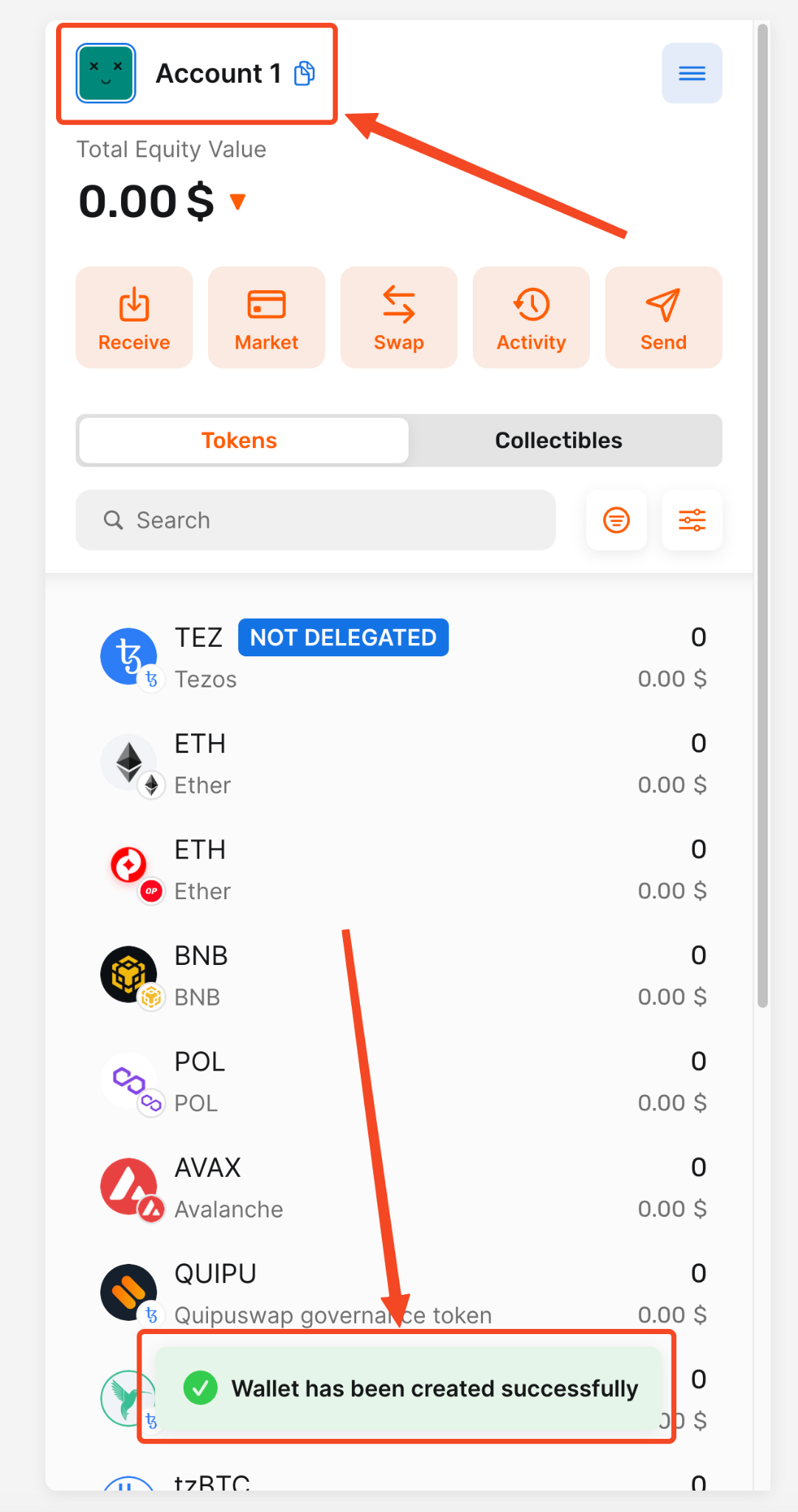 Wallet has been created successfully