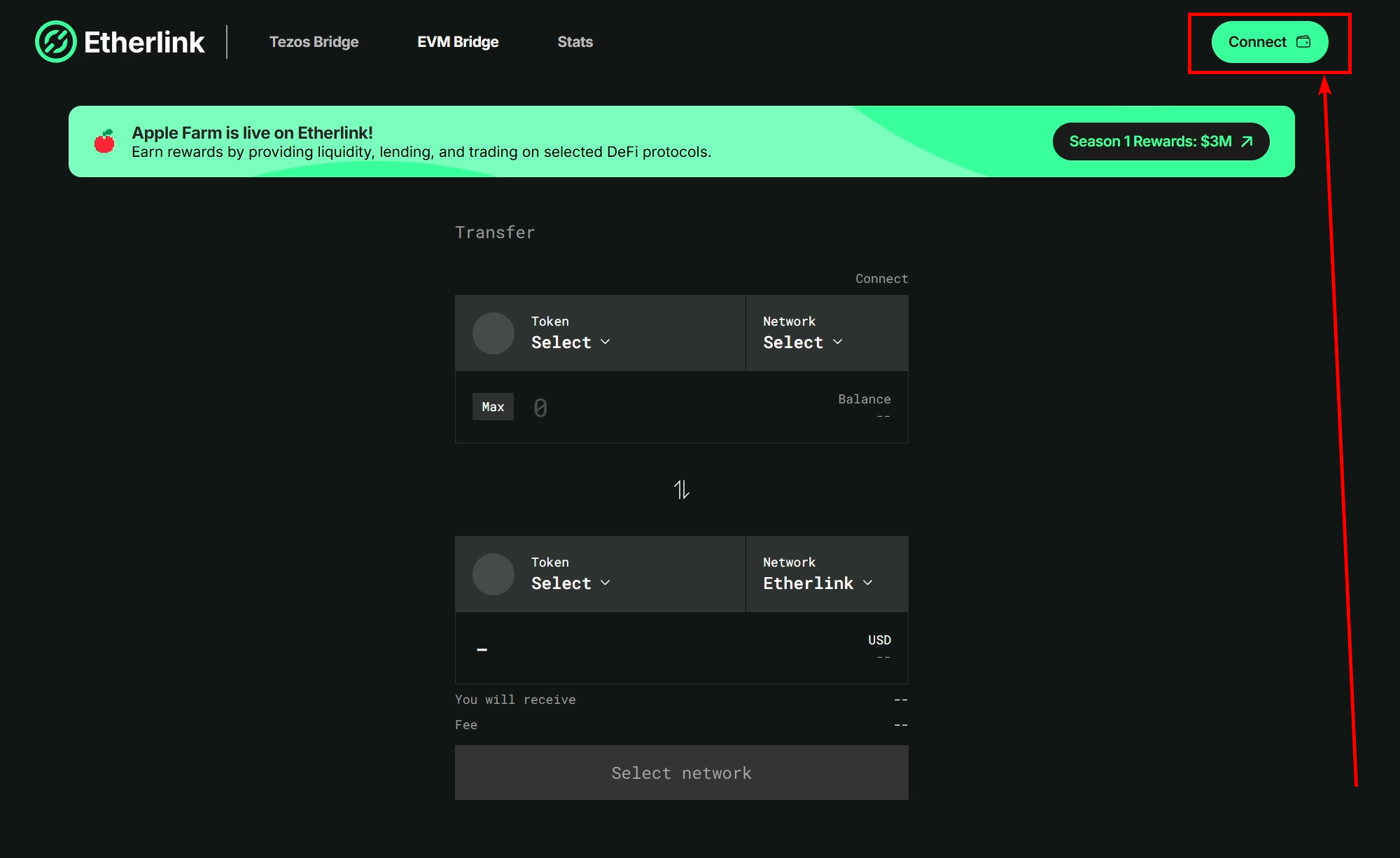 The Connect wallet button