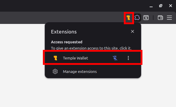 Browser extensions menu